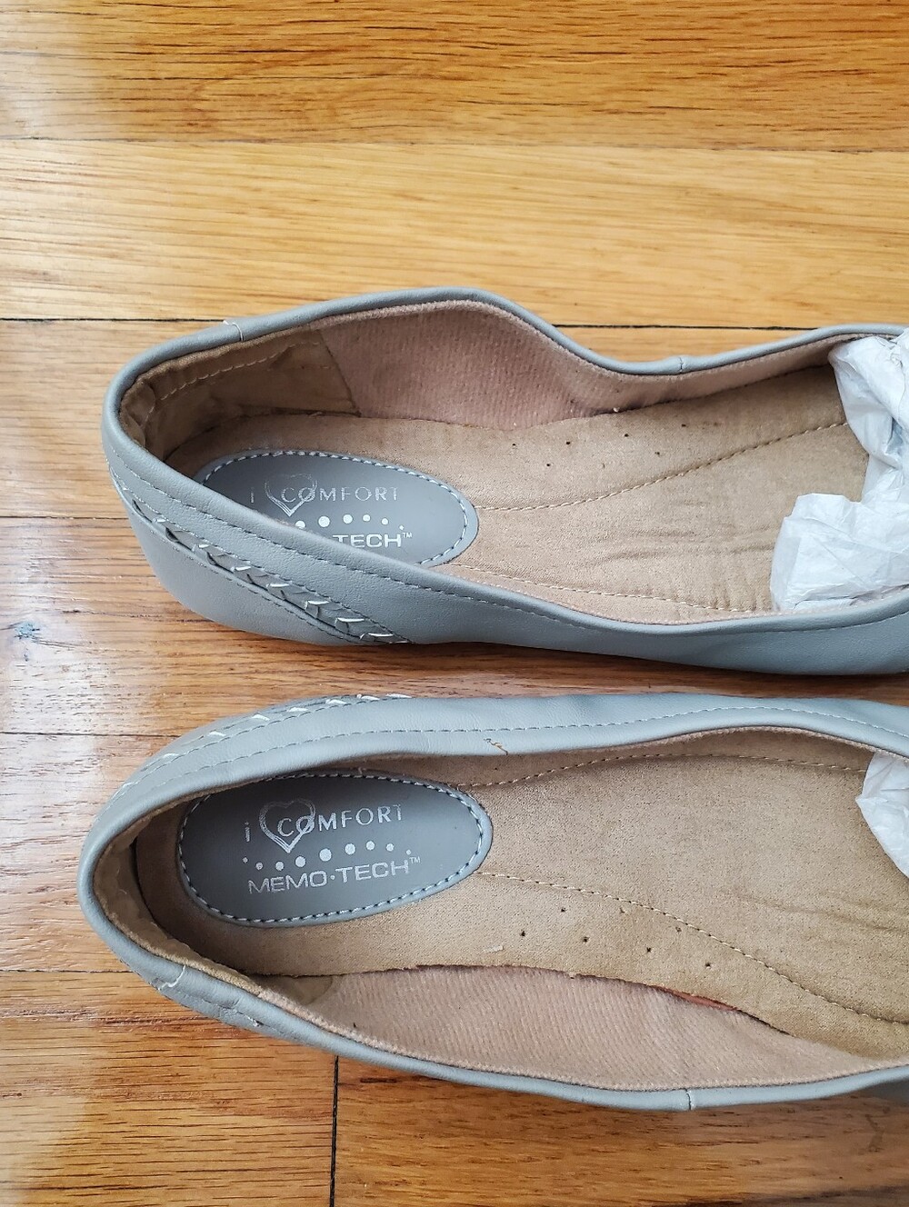 Women's Light Gray Slip-On Ballet Flats - Picture 6 of 11